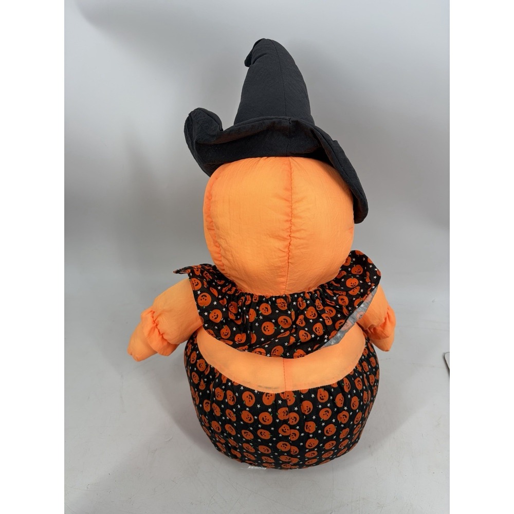 VTG Dan Dee Nylon Puffalump Style Halloween Pumpkin Witch 26" Plush - Picture 2 of 7